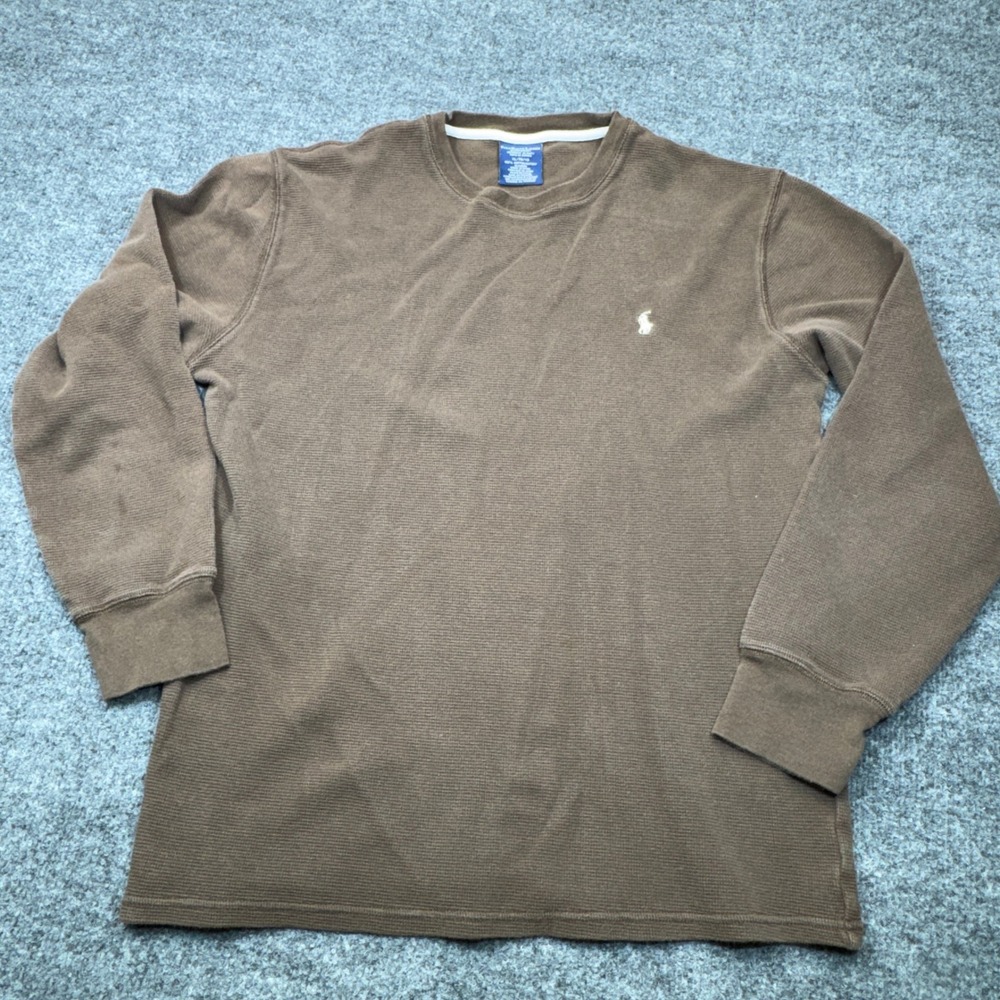 Polo Ralph Lauren Waffle Knit Mens XL Brown Thermal Shirt Lounger PJs Sleepwear